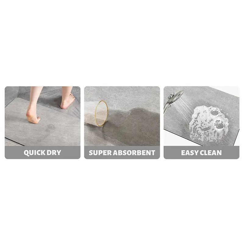 2 pcs Grey Quick-Dry Absorbent Non-Slip Bath Rug for Bathroom Kitchen & Entryway 40x60cm - Home & Garden > Bathroom