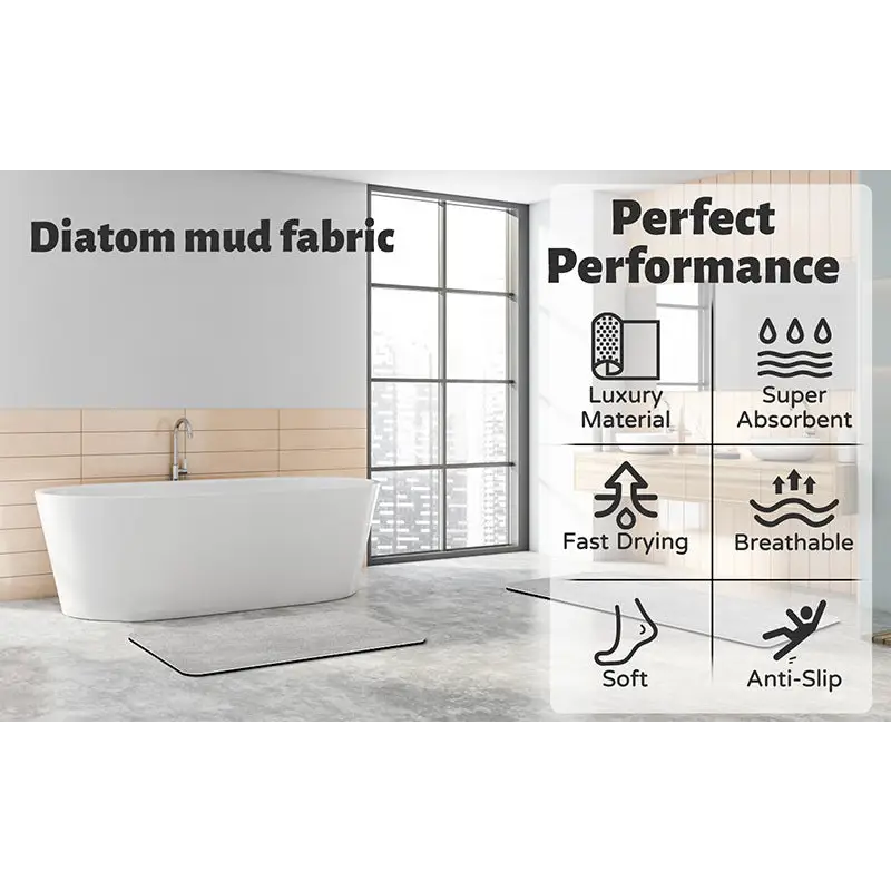 2 pcs Grey Quick-Dry Absorbent Non-Slip Bath Rug for Bathroom Kitchen & Entryway 40x60cm - Home & Garden > Bathroom