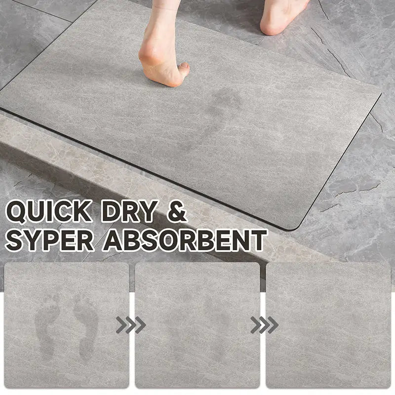 2 pcs Grey Quick-Dry Absorbent Non-Slip Bath Rug for Bathroom Kitchen & Entryway 40x60cm - Home & Garden > Bathroom