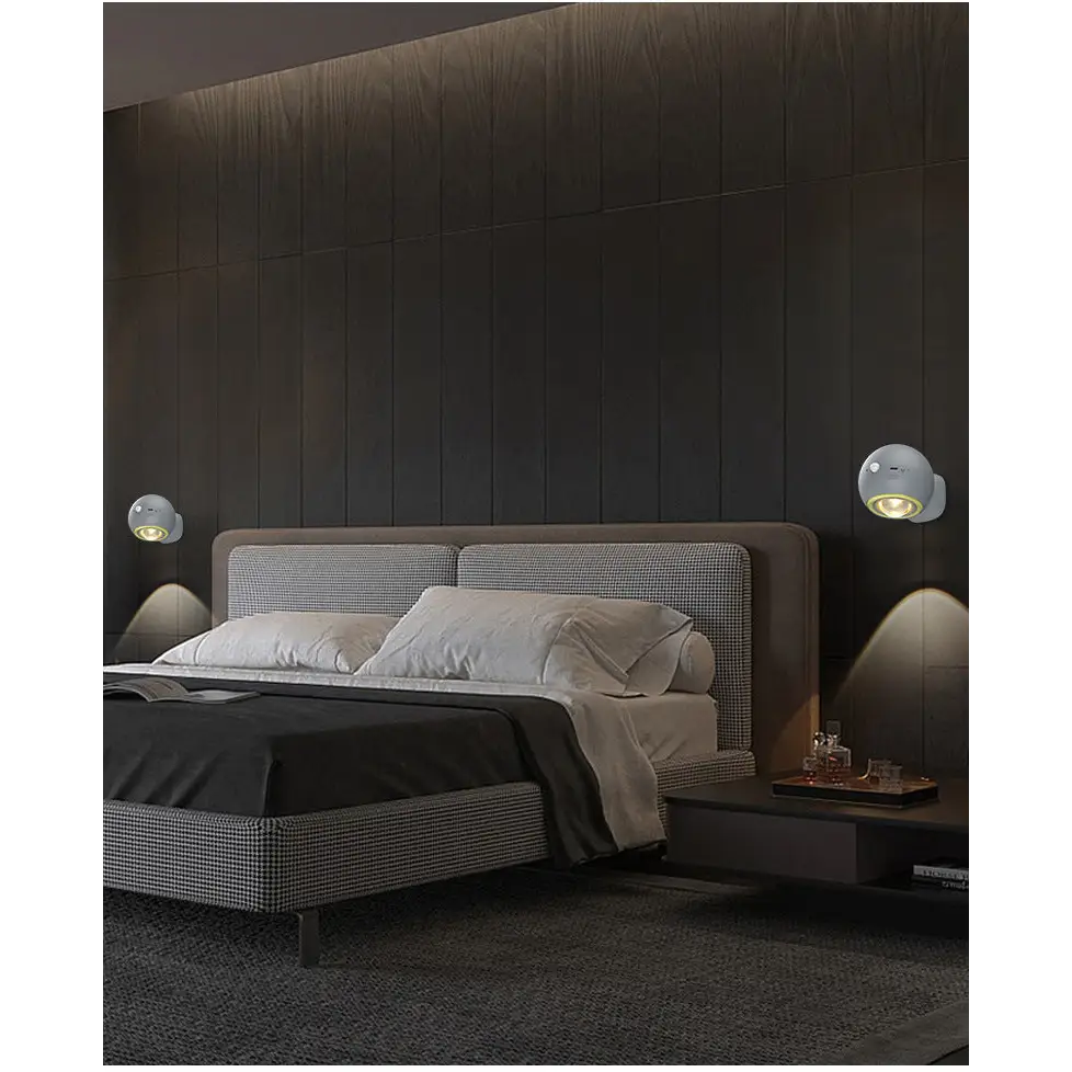 2 Pcs Grey Rechargeable Magnetic USB Table Lamp & Wall Light - 3000K/4000K/6000K Adjustable Brightness with Anti-Glare