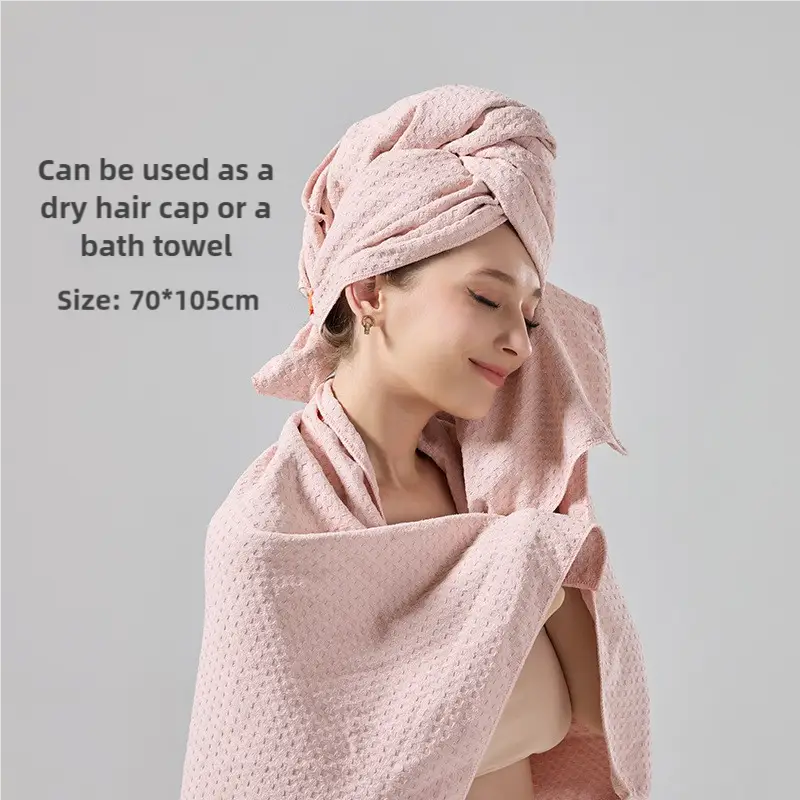 2 Pcs Grey Super Absorbent Waffle Weave Hair Towel Multi-Functional Quick Drying Turban for Women Soft & Fast Drying