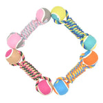 2 PCS Orange Durable Cotton Rope and Tennis Ball Dog Toy Set - Chew Resistant Tug Toys with Rope Dumbbell - Perfect