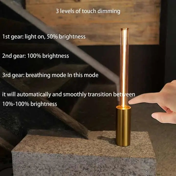 2 Pcs Orange Modern Minimalist Rechargeable Atmosphere Lamp - Touch-Control Night Light for Bedroom Bar and Portable