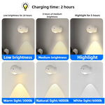 2 Pcs Orange Rechargeable Magnetic USB Table Lamp & Wall Light - 3000K/4000K/6000K Adjustable Brightness
