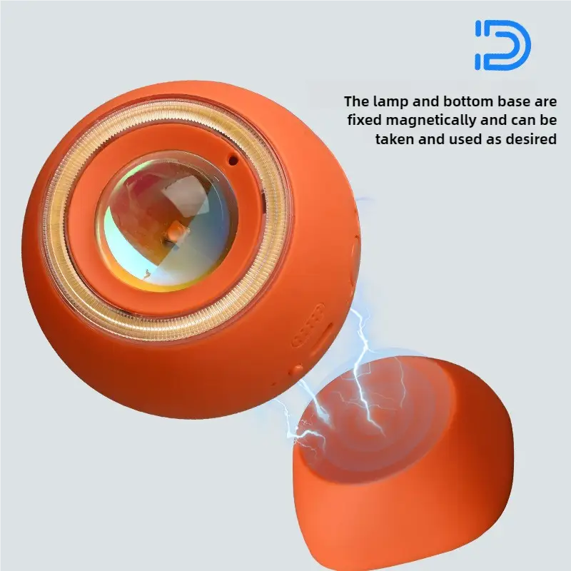 2 Pcs Orange Rechargeable Magnetic USB Table Lamp & Wall Light - 3000K/4000K/6000K Adjustable Brightness