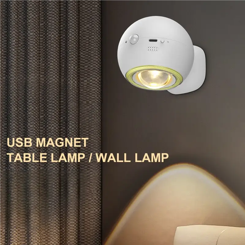 2 Pcs Orange Rechargeable Magnetic USB Table Lamp & Wall Light - 3000K/4000K/6000K Adjustable Brightness