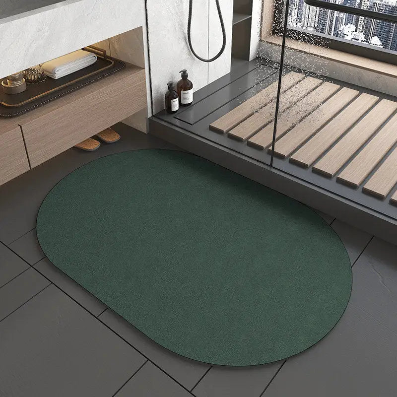 2 pcs Oval dark green Quick-Dry Absorbent Non-Slip Bath Rug for Bathroom Kitchen & Entryway 40x60cm - Home & Garden >