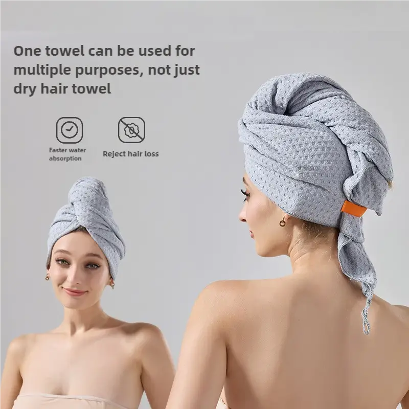 2 Pcs Pink Super Absorbent Waffle Weave Hair Towel Multi-Functional Quick Drying Turban for Women Soft & Fast Drying