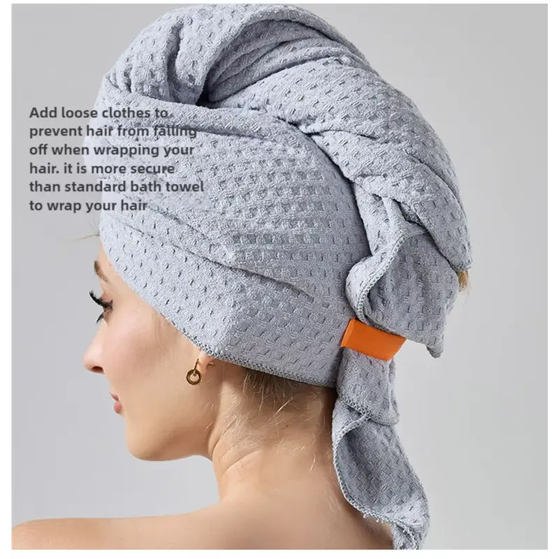 2 Pcs Pink Super Absorbent Waffle Weave Hair Towel Multi-Functional Quick Drying Turban for Women Soft & Fast Drying