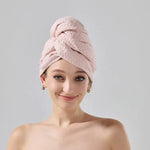 2 Pcs Pink Super Absorbent Waffle Weave Hair Towel Multi-Functional Quick Drying Turban for Women Soft & Fast Drying