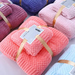 (2 PCS Purple) Coral Fleece Towel and Bath Towel Set - Ultra Soft Absorbent and Lint-Free for Home and Spa - Home &