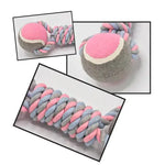2 PCS Rose Red Durable Cotton Rope and Tennis Ball Dog Toy Set - Chew Resistant Tug Toys with Rope Dumbbell - Perfect