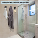 2 Pcs Wall Mount Bathroom Towel Hooks Holder Cloth Hanger Hook Kitchen Door Hanger Black - Furniture > Living Room >