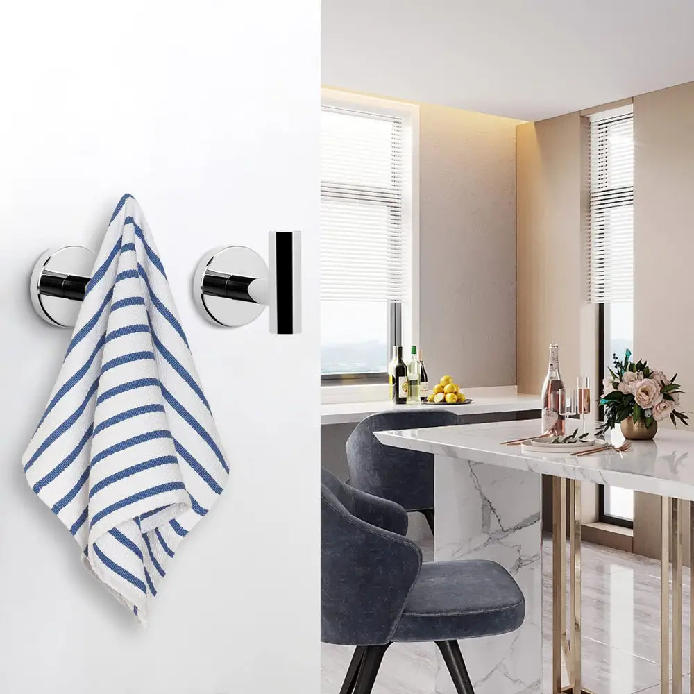 2 Pcs Wall Mount Bathroom Towel Hooks Holder Cloth Hanger Hook Kitchen Door Hanger Poliched Chrome - Pet Care > Bird >