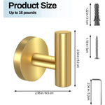 2 Pcs Wall Mount Bathroom Towel Hooks Holder Cloth Hanger Hook Kitchen Door Hanger Gold - Furniture > Living Room >
