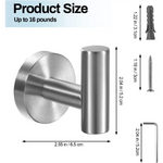 2 Pcs Wall Mount Bathroom Towel Hooks Holder Cloth Hanger Hook Kitchen Door Hanger Brushed Nickel - Sports & Fitness >