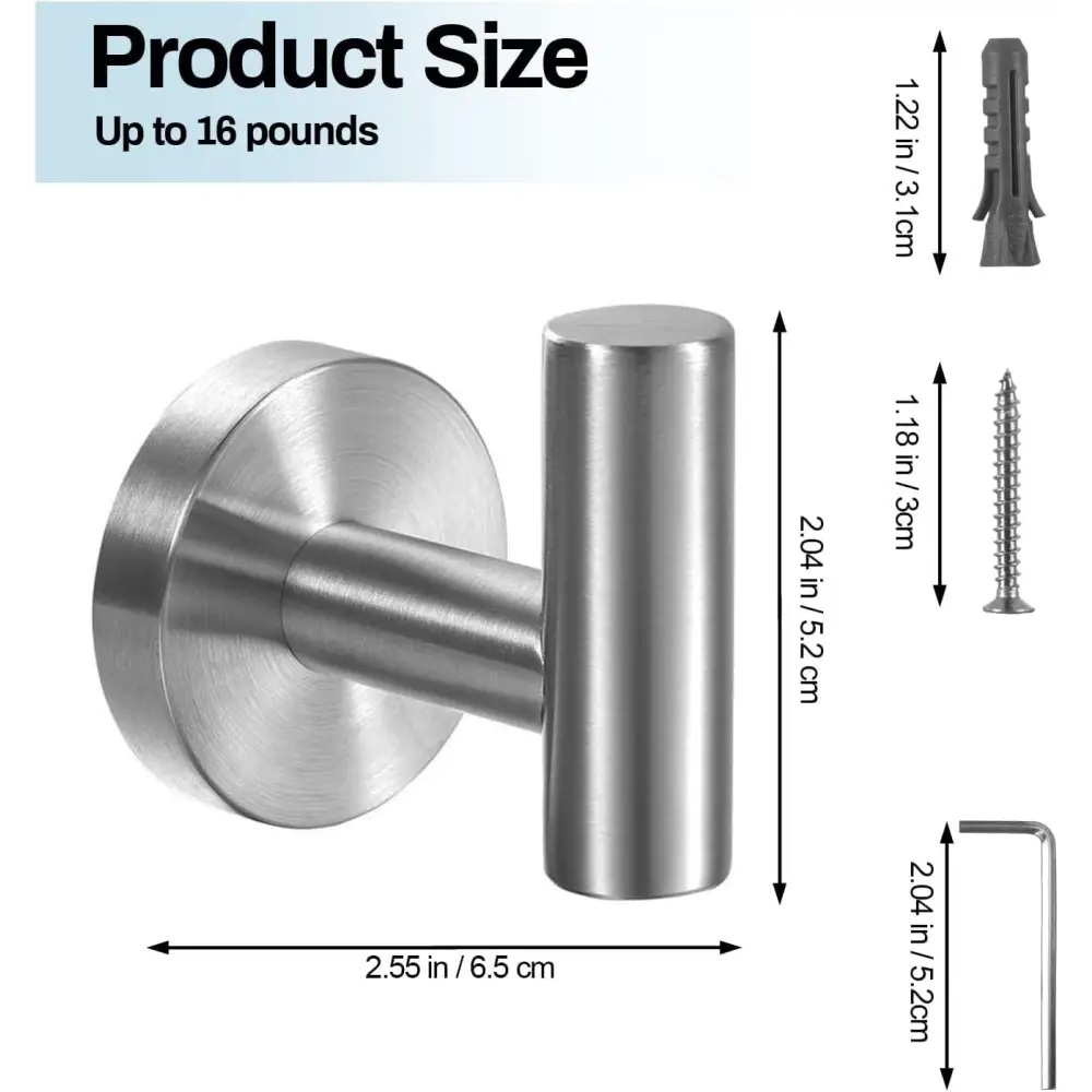2 Pcs Wall Mount Bathroom Towel Hooks Holder Cloth Hanger Hook Kitchen Door Hanger Brushed Nickel - Sports & Fitness >