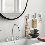 2 Pcs Wall Mount Self Adhesive Bathroom Towel Hooks Holder Cloth Hanger Hook Door Hanger Brushed Nickel - Audio & Video