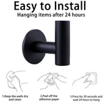 2 Pcs Wall Mount Self Adhesive Bathroom Towel Hooks Holder Cloth Hanger Hook Door Hanger Black - Audio & Video >