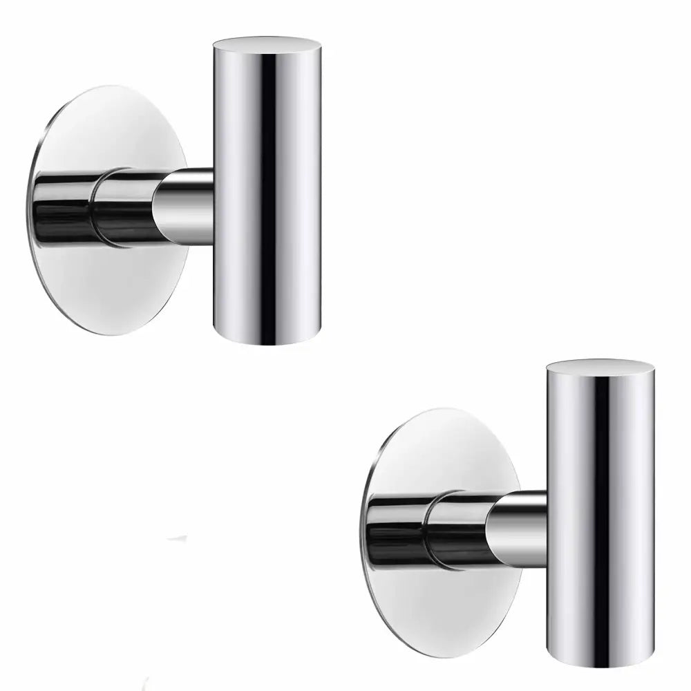 2 Pcs Wall Mount Self Adhesive Bathroom Towel Hooks Holder Cloth Hanger Hook Door Hanger Poliched Chrome - Audio &