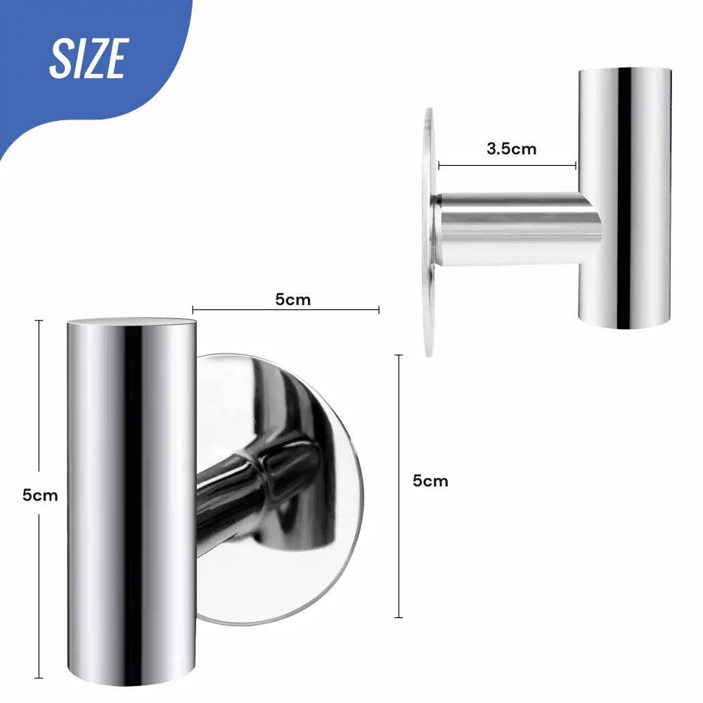 2 Pcs Wall Mount Self Adhesive Bathroom Towel Hooks Holder Cloth Hanger Hook Door Hanger Poliched Chrome - Audio &