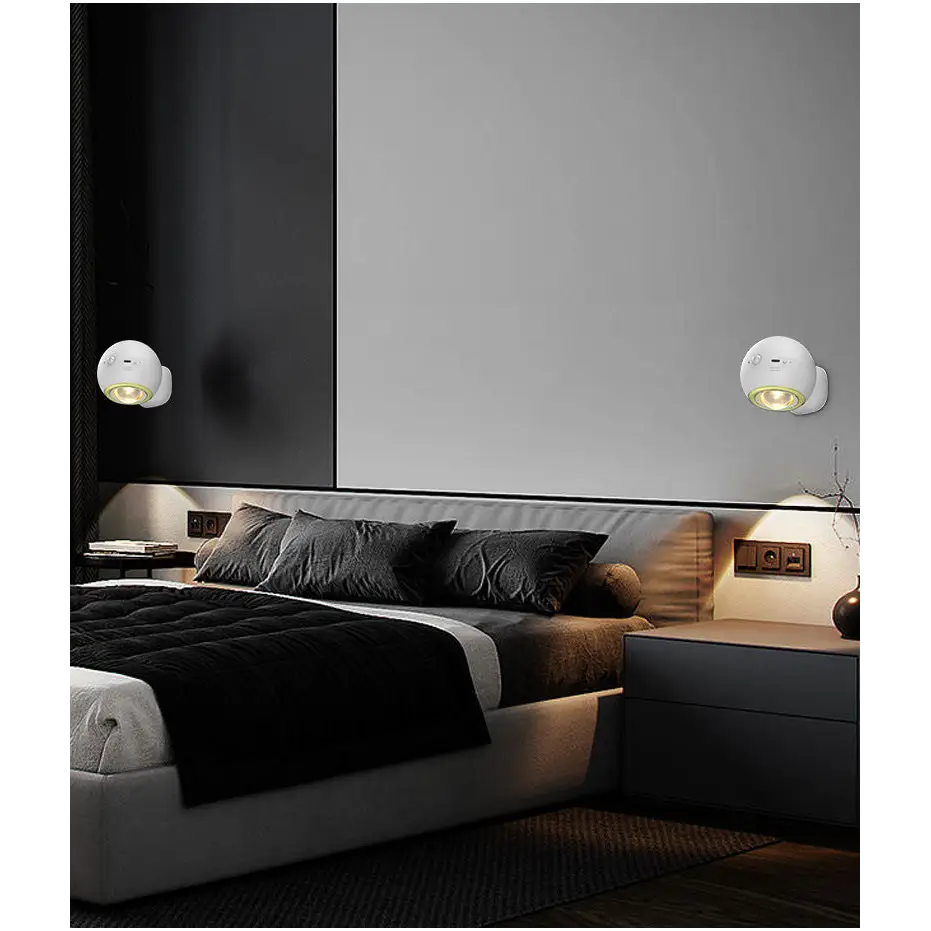 2 Pcs White Rechargeable Magnetic USB Table Lamp & Wall Light - 3000K/4000K/6000K Adjustable Brightness with Anti-Glare
