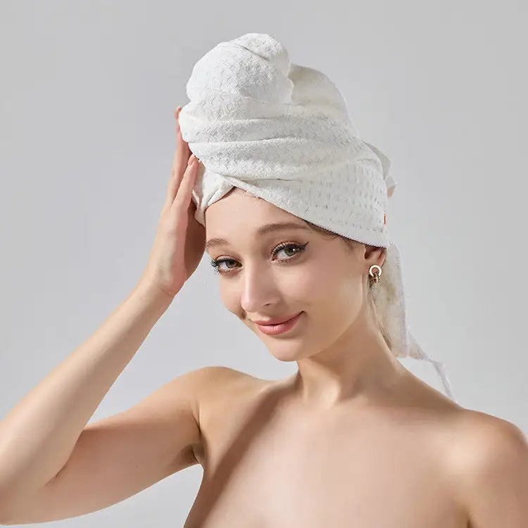 2 Pcs White Super Absorbent Waffle Weave Hair Towel Multi-Functional Quick Drying Turban for Women Soft & Fast Drying