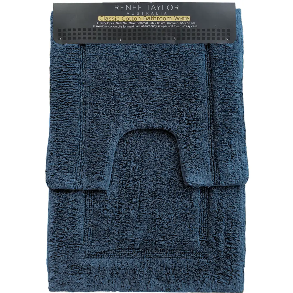 2 Piece 2200 GSM Tufted Blue Mirage Bath Mat Set by Renee Taylor - Home & Garden > Bathroom Accessories > Bath Mats &