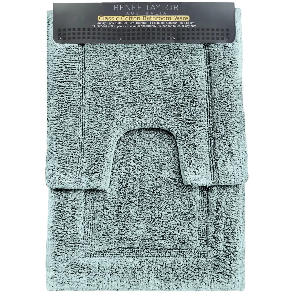 2 Piece 2200 GSM Tufted Gray Mist Bath Mat Set by Renee Taylor - Home & Garden > Bathroom Accessories > Bath Mats & Rugs