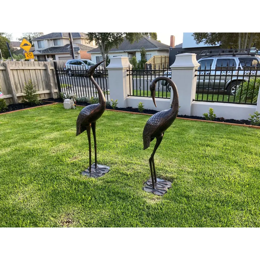 2 Piece Crane Couple Metal Statue Set - Home & Garden > Home & Garden Others
