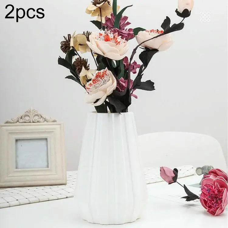 2-piece Plastic Vase for Creative Flower Arrangements - Milk White - Home & Garden > Decor > Vases & Table Decor