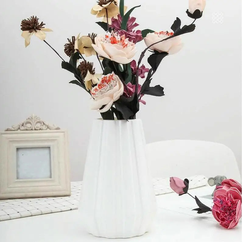 2-piece Plastic Vase for Creative Flower Arrangements - Milk White - Home & Garden > Decor > Vases & Table Decor
