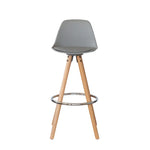 2 PU Leather Padded Barstools (Light Grey/Wood) with Metal Footrest - Furniture > Bar Stools & Chairs > Table & Bar