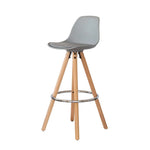 2 PU Leather Padded Barstools (Light Grey/Wood) with Metal Footrest - Furniture > Bar Stools & Chairs > Table & Bar