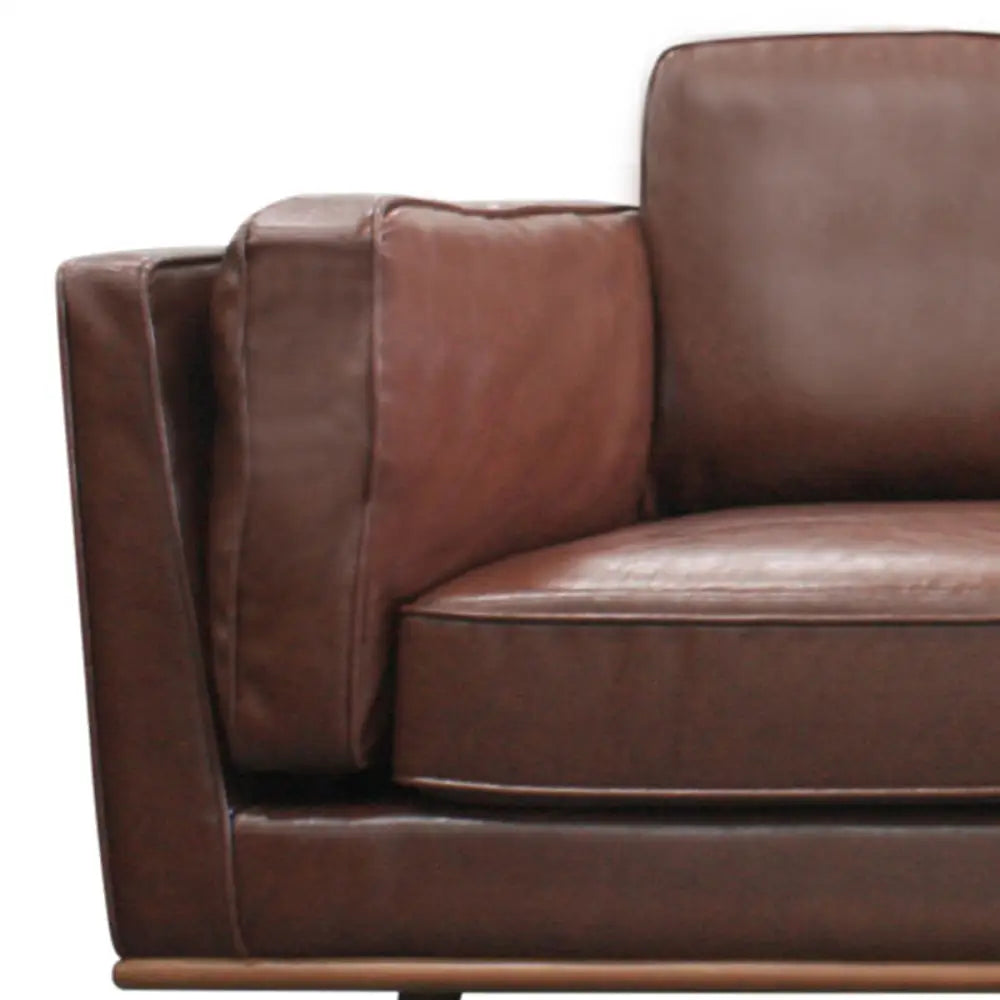 2 Seater Faux Leather Sofa Brown Modern Lounge Set for Living Room Couch with Wooden Frame - Furniture > Sofas