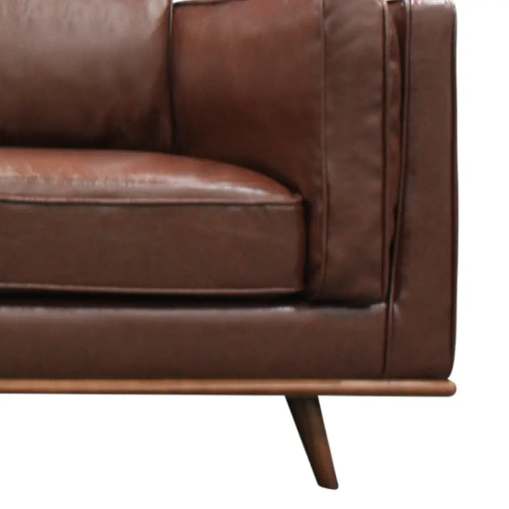 2 Seater Faux Leather Sofa Brown Modern Lounge Set for Living Room Couch with Wooden Frame - Furniture > Sofas