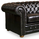 2 Seater Genuine Leather Upholstery Deep Quilting Pocket Spring Button Studding Sofa Lounge Set for Living Room Couch
