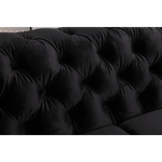 2 Seater Sofa Classic Button Tufted Lounge in Black Velvet Fabric with Metal Legs - Furniture > Sofas