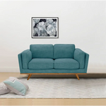 2 Seater Sofa Teal Fabric Lounge Set for Living Room Couch with Wooden Frame - Furniture > Living Room