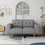 2 Seater Sofa Fabric Upholstery Grey Colour Pocket Spring Wooden Frame - Furniture > Sofas