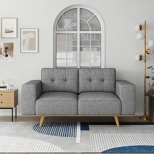 2 Seater Sofa Fabric Upholstery Grey Colour Pocket Spring Wooden Frame - Furniture > Sofas