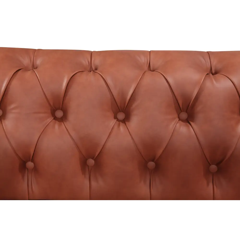 2 Seater Brown Sofa Lounge Chesterfireld Style Button Tufted in Faux Leather - Furniture > Sofas