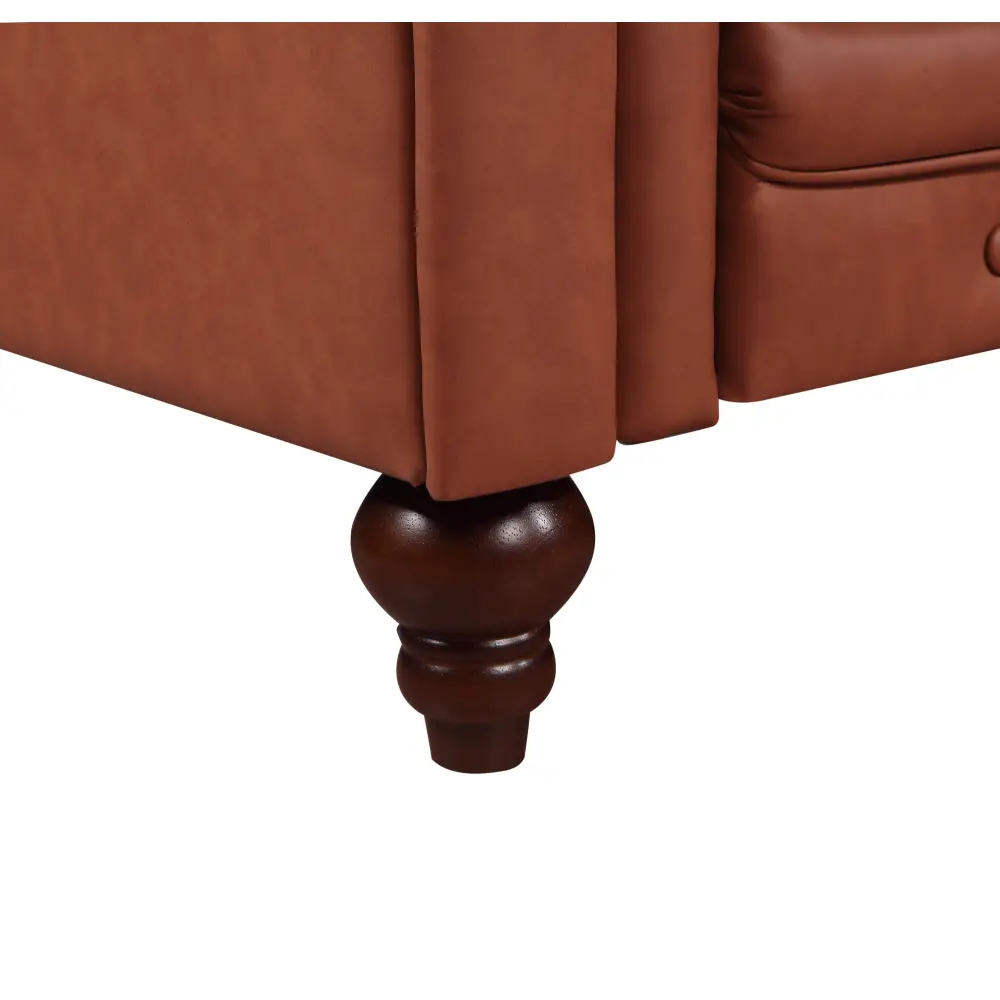 2 Seater Brown Sofa Lounge Chesterfireld Style Button Tufted in Faux Leather - Furniture > Sofas