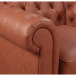 2 Seater Brown Sofa Lounge Chesterfireld Style Button Tufted in Faux Leather - Furniture > Sofas