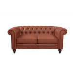 2 Seater Brown Sofa Lounge Chesterfireld Style Button Tufted in Faux Leather - Furniture > Sofas