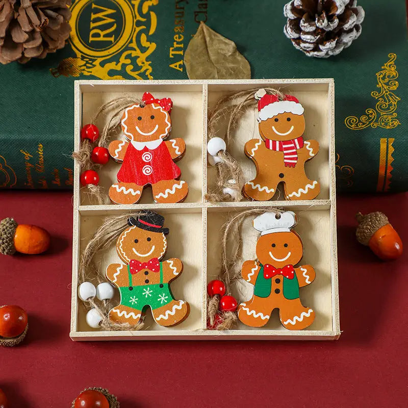 (2 set)Christmas Gingerbread Ornaments Set - Festive Wooden Decorations for Tree Set of 12 - Occasions > Christmas >