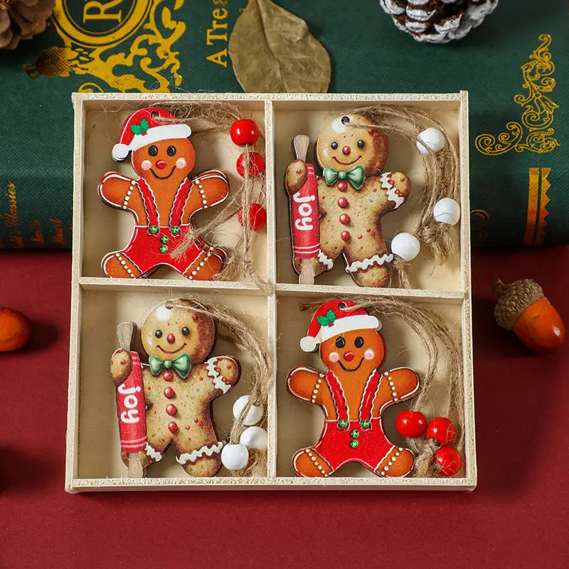 (2 set)Christmas Gingerbread Ornaments Set - Festive Wooden Decorations for Tree Set of 12 - Occasions > Christmas >