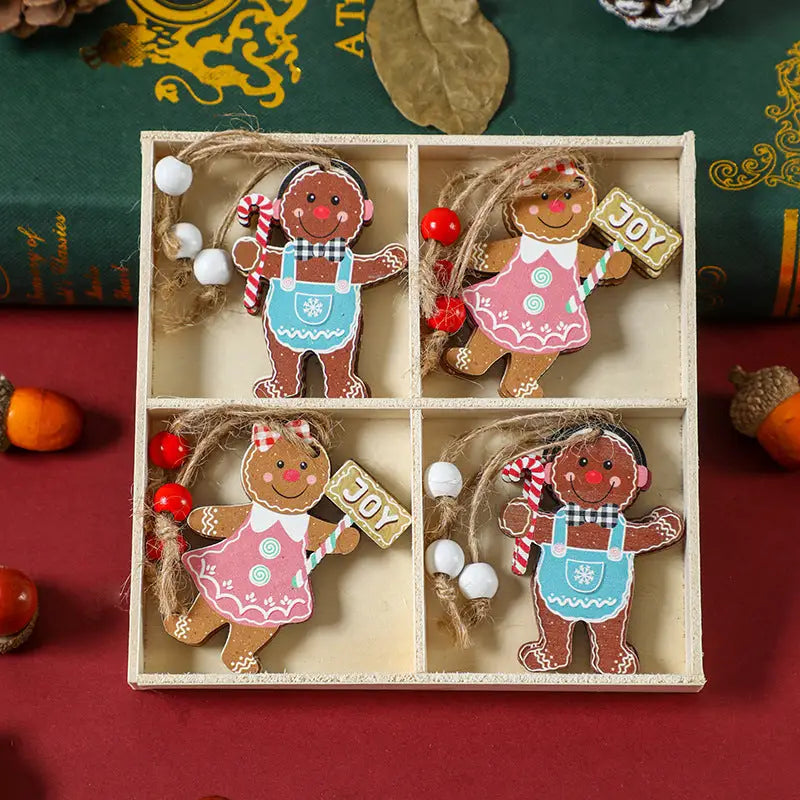(2 set)Christmas Gingerbread Ornaments Set - Festive Wooden Decorations for Tree Set of 12 - Occasions > Christmas >