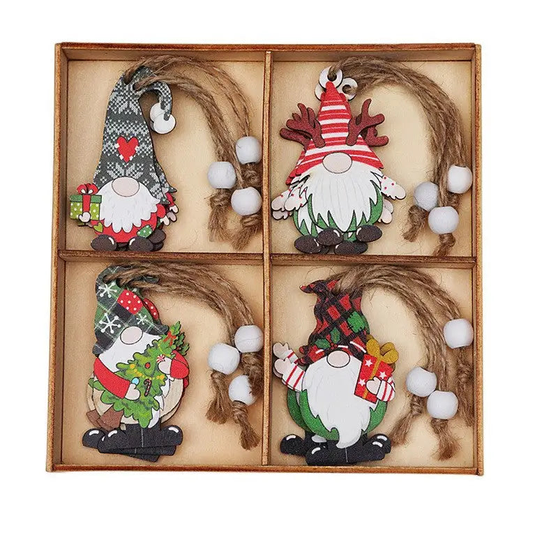 (2 set)Christmas Gnome Ornaments Set - Festive Wooden Decorations for Tree Set of 12 - Occasions > Christmas >