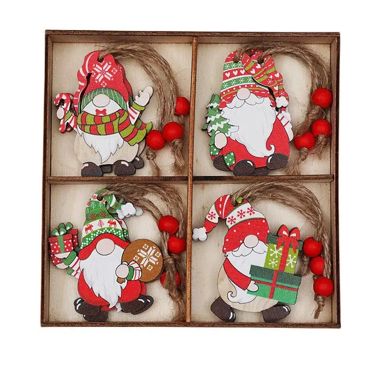 (2 set)Christmas Gnome Ornaments Set - Festive Wooden Decorations for Tree Set of 12 - Occasions > Christmas >